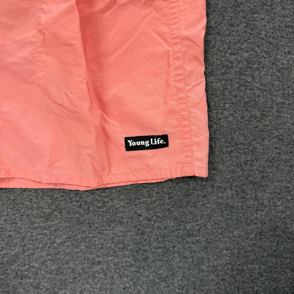 Young Life Swim Trunks Mens Medium Pink Good Mesh Lined Nylon Shorts